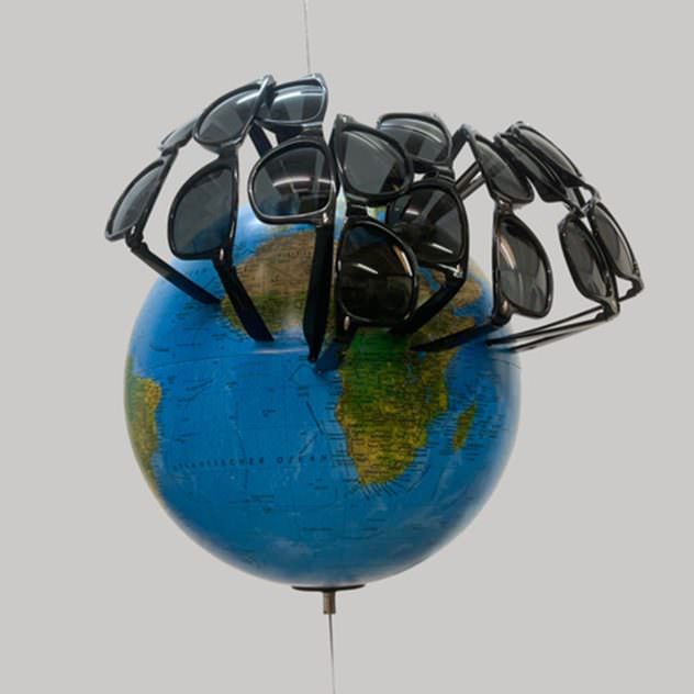 Jochen Höller: Global Cool, 2024, object, globe, sunglasses, ø 55 cm
photo by the artist