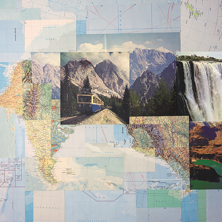 Alberto Storari: Land Escape Series, 2023, Collage / Leinwand, 340 x 210 cm (Detail) ©Alberto Storari/Bildrecht